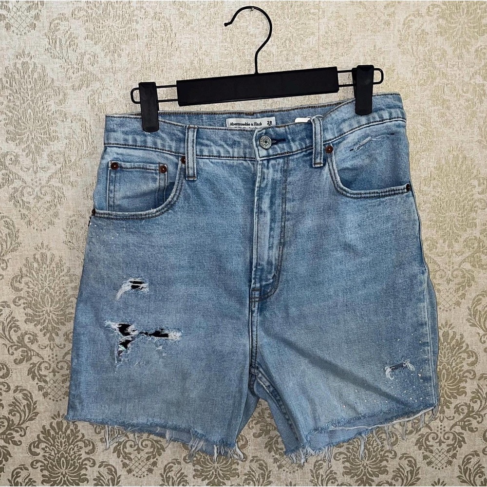 Abercrombie & Fitch Celestial Whimsy Women's Denim Jean Shorts Upcycled Sz. 6 - Picture 6 of 8